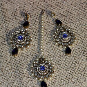 Bohemian, Bollywood or Ethnic Indian Style Tikka and Earrings Set